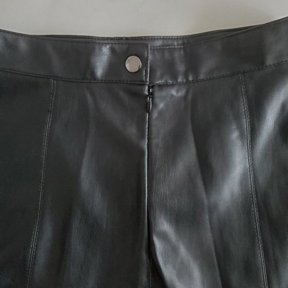 Zara Black Faux Leather A-Line Midi Skirt, Small - Picture 5 of 9